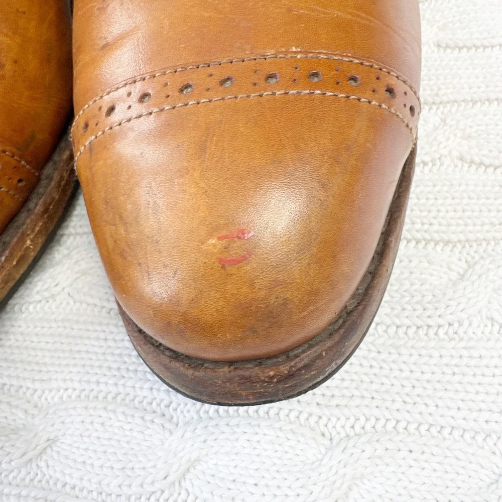 Brooks Brothers Mens 10 D Tan Leather Cap Toe Oxford‎ Dress Shoes Made in USA